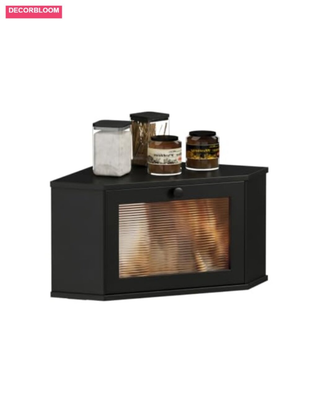 Corner Bread Box Kitchen Countertop Storage Bamboo Acrylic Door